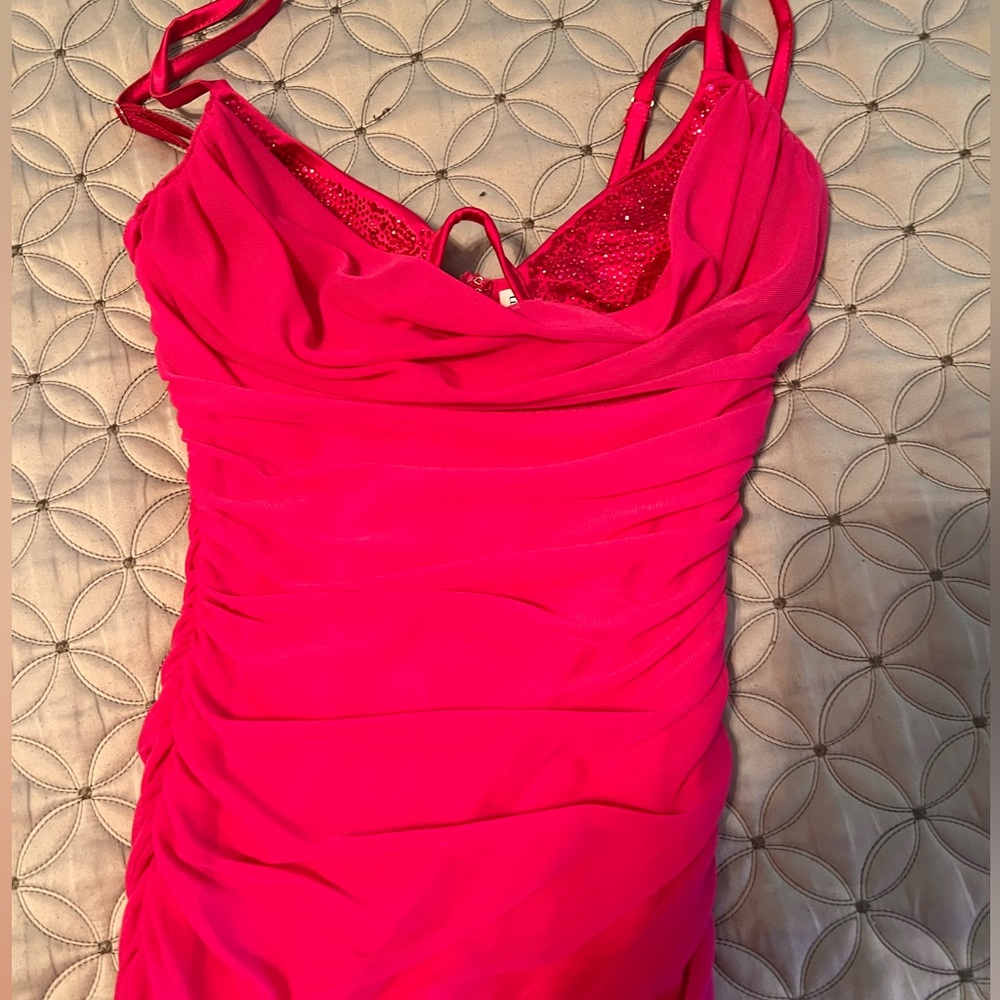 Hot Barbie pink ruched dress